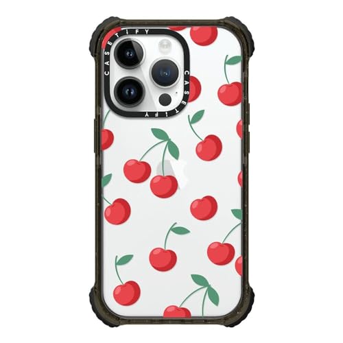 Coque iPhone 14 Pro CASETiFY Ultra Impact antichoc imprimé cerises noir