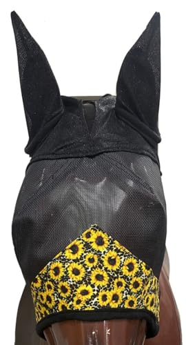 Showman Sunflower & Cheetah Print Fly Mask w/Ears (Large)