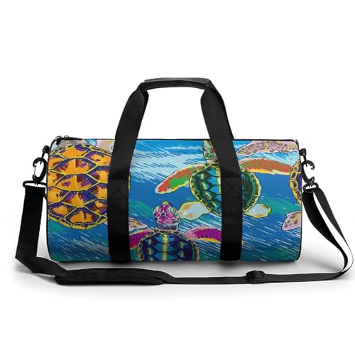 Sac de gym tortue colorée avec grand compartiment duffel bag