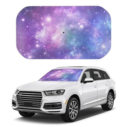 車用サンシェード 宇宙柄 星空柄 銀河柄 傘型 折りたた式 遮光 遮熱 紫外線遮蔽おしゃれ 取り付け簡単 収納便利