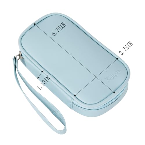 Image of Tampon Storage Bag PU Leather Tampon Organizer Bag with Zipper Handle Small Pouch for Feminine Products Portable Period Bags for Women Ladies (Light Blue)