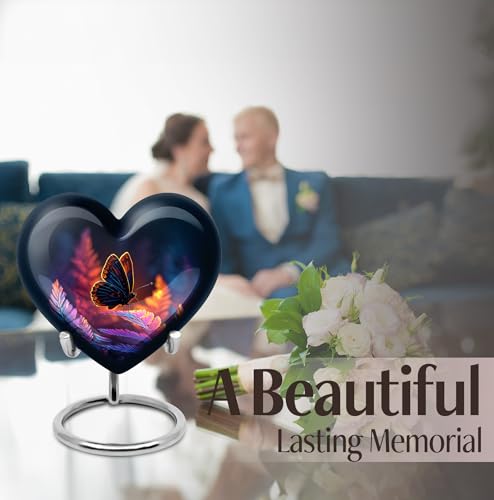 Image of Butterfly Urn - Small Keepsake Funeral Urn for Adult Ashes Women - Large Burial Urns for Mom & Dad - Combo of 8 Inch & 3 Inch