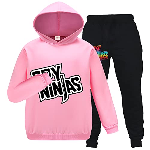 Forlcool Ninjas Merch Children Fashion Tracksuit Ninjas Merch Boys Girls Hoodie Trousers 2pc/Set Kids Outfit (Pink 7-8 Years 7 Years 8 Years)