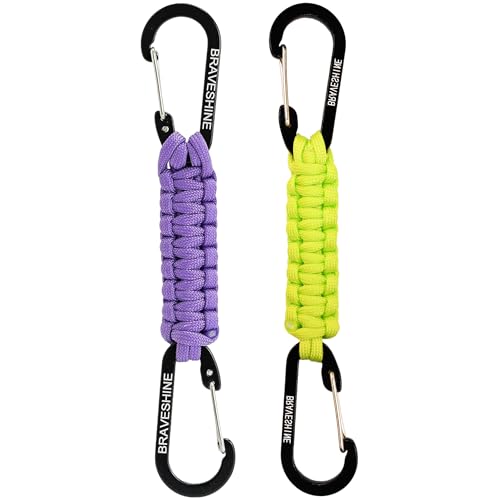 Image of BRAVESHINE Paracord Keychain Carabiner Clip, D Ring Lanyard Hanger Stroller Hook for Water Bottle, Key, Backpacks, Men, Women