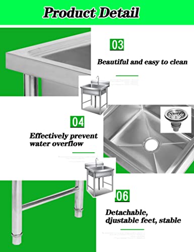 Évier utilitaire en acier inoxydable cuve à linge pour extérieur et garage - 6