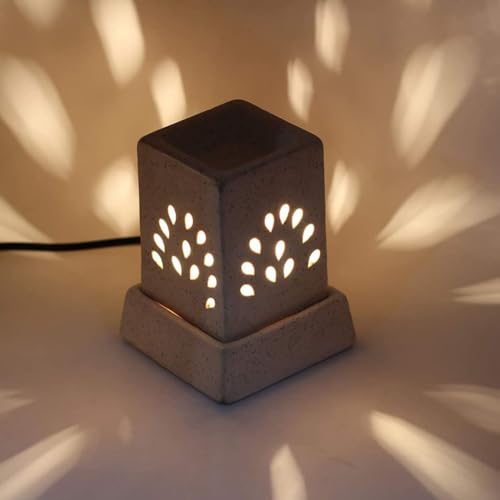 Image of Mkd2 Rise Ceramic Electric Aroma Diffuser Oil Burner I Aroma Burner Oil Diffuser Lamp for Home Fragrance, Square (Small, White)