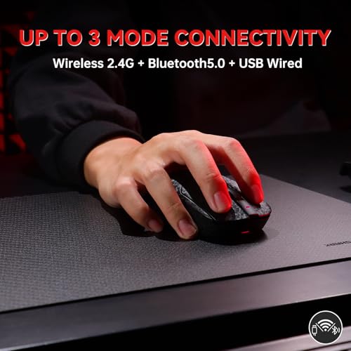 Image of A.JAZZ Ajazz AJ199 Wireless Gaming Mouse Ultra-Lightweight 55g Tri-Mode Connection 24000 DPI PAW3311 Sensor Carbon Fiber Shell 500mAh Battery 1K Polling Rate Durable & Anti-Slip Design Black
