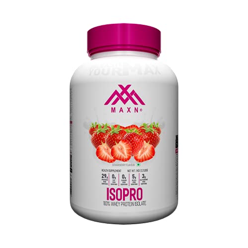 Image of MAXN ISOPRO /Whey Protein Isolate - Flavoured Supplement for Muscle Growth (Strawberry, 1 kg)