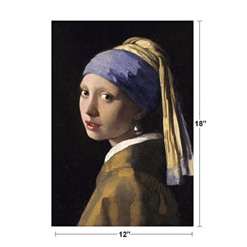 Johannes Vermeer Girl With A Pearl Earring Girl Oil Painting Vermeer Pearl Art Print Fine Art Wall Decor Woman Portrait Pearl Earring Scarf Painting Cool Wall Decor Art Print Poster 12X18 #TOP3