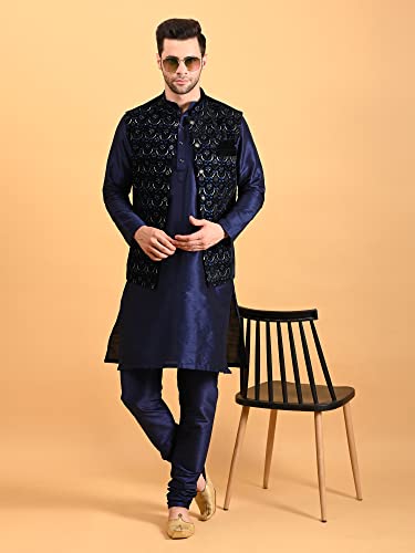 Image of Uri and MacKenzie Men's Silk Blend Kurta Pajama with Designer Ethnic Nehru Jacket /Modi Jacket