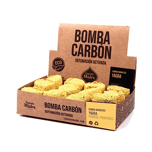 Sagrada Madre Incienso de carbón aromático instantáneo para defumación activada. Carbón aromático de luz rápida, tabletas de incienso, discos de carbón, briquetas de carbón, 24 discos por caja (Yagra)