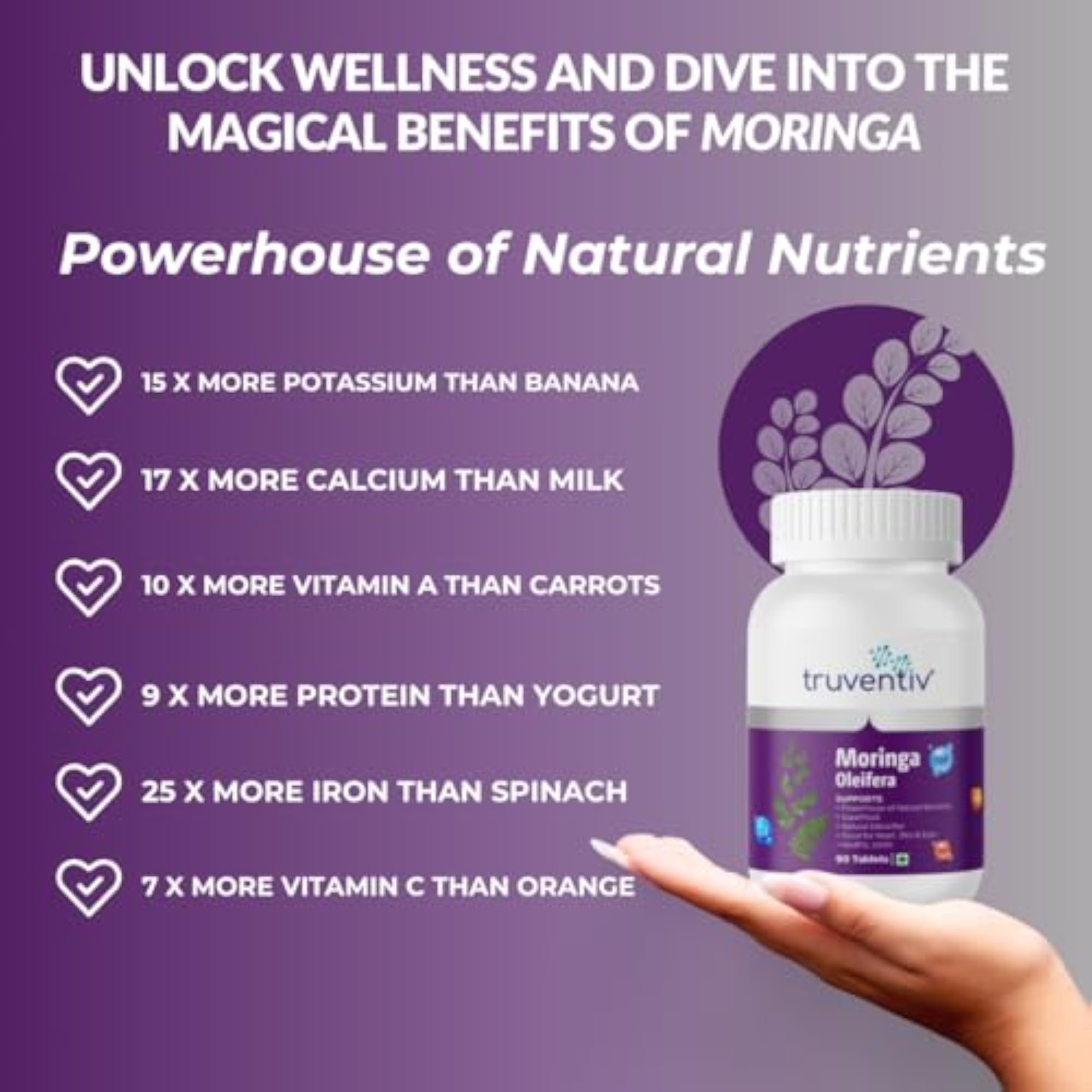 Moringa Oleifera 500mg Capsules, 100% Pure & Natural