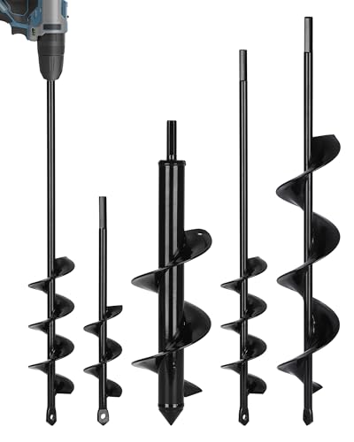 Tegarbed Auger Drill Bit for Planting 4 Pack, Auger Drill Bit Suitable for 3/8'' Hex Drill Driver,Garden Spiral Hole and Planter for Bulbs,Fence Posts,and Umbrella Holes