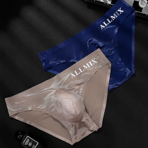 Men’s Ice Silk Boxer Briefs 2Pcs Seamless Thongs Flexible G-String Underwear for Sports Homewear4