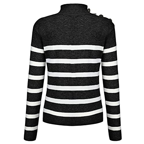 Supador de laranjas castanhos Cor feminina - Bloqueio Camisa de gola alta riscada tricota Pullover W