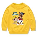 [Playcotton] パウパトロール 子供服 春秋 スウェット 長袖 クルーネック 男の子 女の子 綿100% キッズ 薄手 カジュアル 小学生 トップス プレゼント イエロー 110CM
