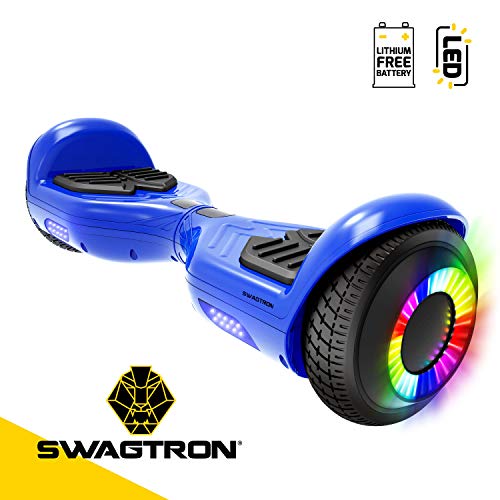 Swagboard Twist Remix Lithium-Free Kids Hoverboard with LED Wheel Lights, Blue