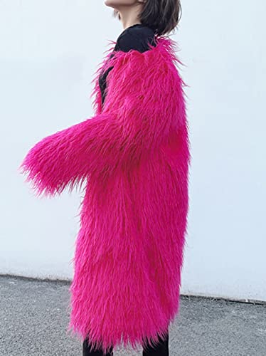 Women's Fluffy Faux Fur Long Jacket Overcoat Winter Spring Warm Outwear Parka Coat Outwear4