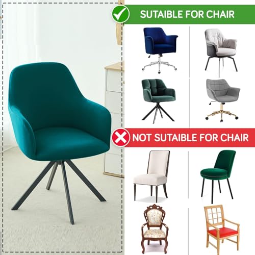 Image of HOKIPO 'SereneSolids' 140 GSM Stretchable Swivel Chair Cover High Armrest Slipcover, Teal (NEW-AR-6247-TL)