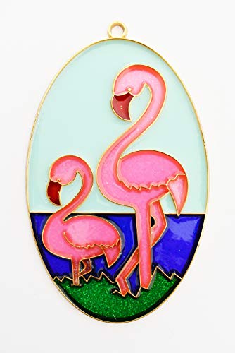 Florida Shells and Gifts Inc. Pink Flamingos Suncatcher (Oval) - 5