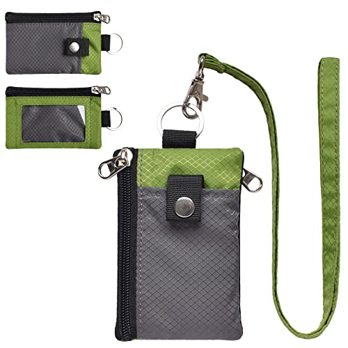 Image of CHENSPRX Minimalist RFID Blocking Small Wallet with ID Window,WaterResistant Zip Id Case Wallet with Lanyard Keychain for Cards,Cash,Travel,Women,Men