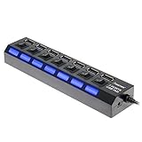 7-Port USB 2.0 Hub High Speed ON/OFF Sharing Switch For PC Laptop