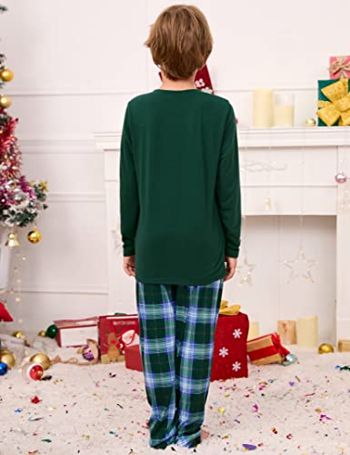MISSKY Christmas Pajamas for Family Long Sleeve Print Top and Plaid Pants Sleepwear Xmas Holiday Pjs Sets3