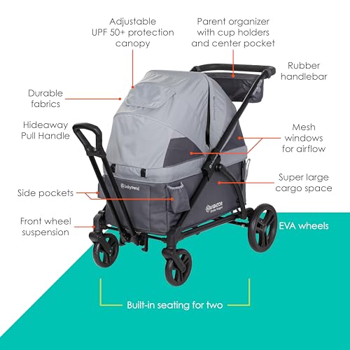 Image of Baby Trend Navigator 2-in-1 Stroller Wagon, Madrid Grey