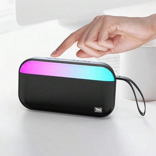 Image of TAG Ray 5W Portable Wireless Bluetooth Speaker with Dynamic Stereo Sound | Customizable RGB LED Lights | TWS Feature | Supports Micro SD Cards, FM, USB | Comes with Inbuilt Mic (Black)
