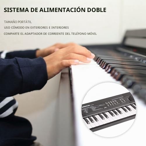 Teclado Musical Educativo, 37 Teclas, con Micrófono Integrado, Compacto, Tipo Piano y Numérico para Niños