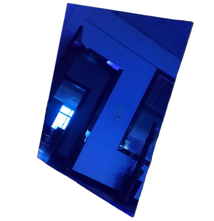 Image of Acrylic Dark Blue Mirror Sheet,Colorful Acrylic Mirror Sheet,2 Pack Blue Mirrored Acrylic Lucite Plexiglass Sheet (Actual Size 11.875 inch x 11.875 inch) (2, 1 /8'')