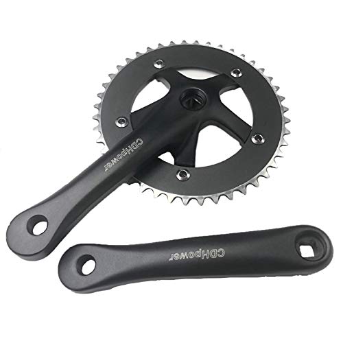 Cdhpower Single Speed Crankset 44T 165Mm Crankarms 130 Bcd Crankset For Mountain Road Bike Fixed Gear Bicycle(Square Taper, Black) (44T, Sprocket) #TOP2