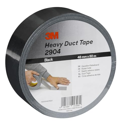 3M Hochleistungs-Klebeband 2904 äußerst anpassbar starkes Gaffa-Klebeband 48 mm x 50 m Schwarz 1 Rolle