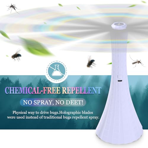Rechargeable Fly Fans for Tables, Fly Fans for Outdoor Tables USB, Fly Fans to Keep Flies Away by Soft Blades, Food Fans for Camping, Picnic, Fishing, Fly Repellent Outdoor Patio, 3pcs, White