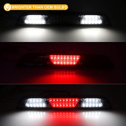R&F Auto Led Smoked F1 Style Strobe Third Brake Light Compatible With F'ord F150 (2015-2020)/ F250 F350 F450 Super Duty (2017-2022) / Ranger/Maverick Roof Cargo Light Chmsl High Mount Stop Lamps #TOP1