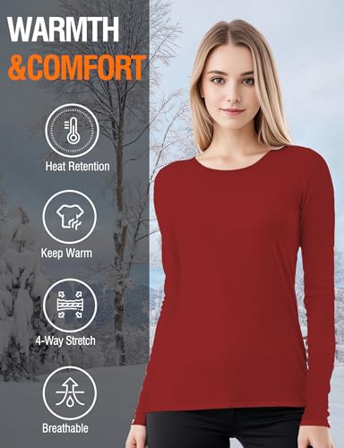 Image of Women's Long Sleeve Thermal Underwear Lightweight Compression Baselayer Shirt Women Clothing Premium Comfort Winter Tops