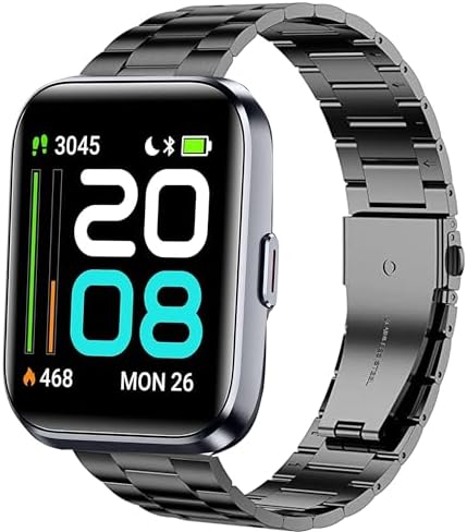 ID208 Plus Smart Watch Band, Lamshaw Quick Release Stainless Steel Metal Replacement Straps Compatible for Quican ID208 Plus 1.8 Inches 2024 Newest Fitness Tracker Smart Watches / WMK ID208 Plus 1.8