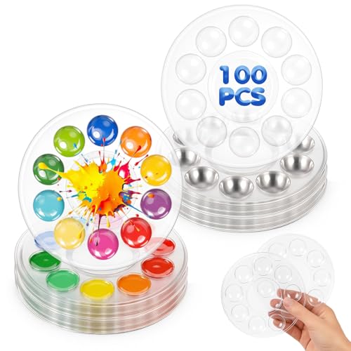 100 Pcs Clear Disposable Plastic Paint Tray Palettes
