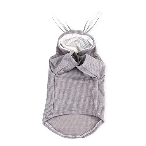 SEIS Bunny Ear Cats Hoodie Easter Cute Dog Knitted Costume Pink Grey Pet Clothes for Spring Summer Autumn Winter Halloween (XXL, Grey)