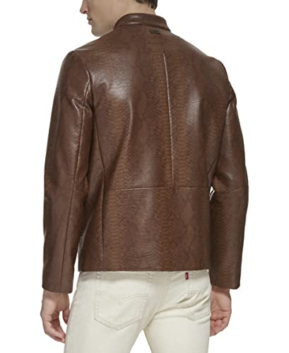 DKNY Men's Faux Laether Modern Racer Jacket4