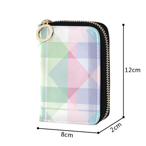 Checkered leather card holder wallet With 2 cash slot RFID Blocking card holder for men with zipper4