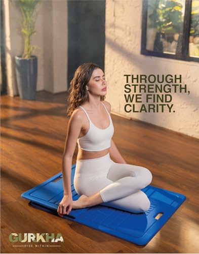 Image of 13mm GURKHA Foldable Performance Yoga Mat for Men & Women | Non-Slip, India's First Foldable Extra-Cushioned Mat for Yoga, Pilates, HIIT & Floor Workouts | Portable, Durable & Lightweight Fitness Mat - Naked Lightning (Blue) | 170 cms x 70 cms