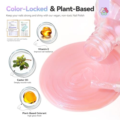 Image of SAVILAND Color Artistry Nail Polish Set : 6 Summer Shimmer Pearl Pink Purple White Mermaid Fingernail Polish, Quick Dry Nail Polish Non Gel Long Lasting DIY Manicure for Finer Toe Nail Art Lover