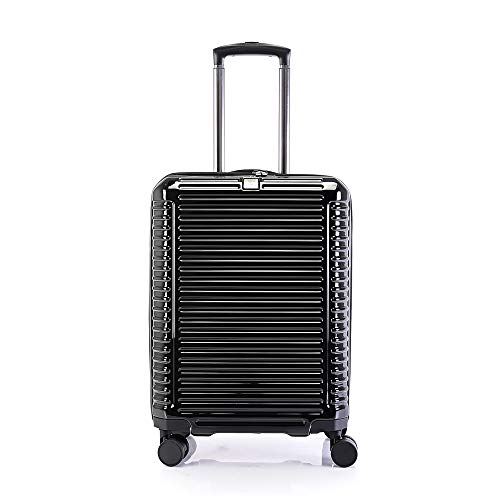 Preisvergleich Produktbild Business Erweiterbarer Handgepäckkoffer mit Polycarbonatmaterial und TSA-Schloss 55x40x22 / 25cm (Schwarz)