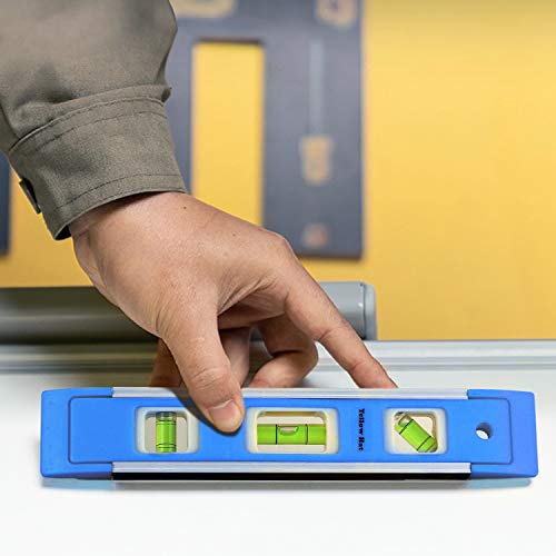 2-Pack Aluminum-Sided Torpedo Level, 9 Inch Level Spirit Bubble level with Overhead Viewing Slot(Blue/Green)