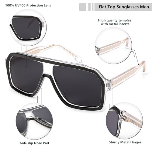 Image of FEISEDY Sunglasses Men Square Aviator Frame UV400 Sun Glasses Driving Running Fishing Golf Hiking B0059