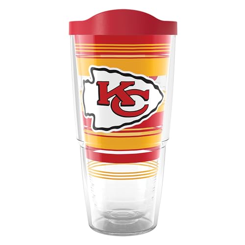 Image of Tervis NFL Kansas City Chiefs - Hype Stripes Made in USA Double Walled Insulated Tumbler Travel Cup Keeps Drinks Cold & Hot, 24oz, Classic