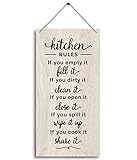 Kitchen Rules Sign, Funny Rustic Kitchen Decor for Counter, Farmhouse Kitchen Sign, Kitchen Decoration for Kitchen Wall Decor, Kitchen Counter Decor (12' x 6' x0.12' inch)
