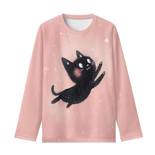 Shirt for Girl Long Sleeve Tees Pullover Athletic Tops for Daily School Sport 3-16Y