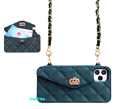 UnnFiko Wallet Case Compatible with iPhone 13 Pro Max, Cute Light Luxury Bag Design, Purse Flip Card Pouch Cover Soft Silicone Case with Handstrap Long Shoulder Strap (Dark Green, iPhone 13 Pro Max) by UnnFiko - Used condition - US$10.31